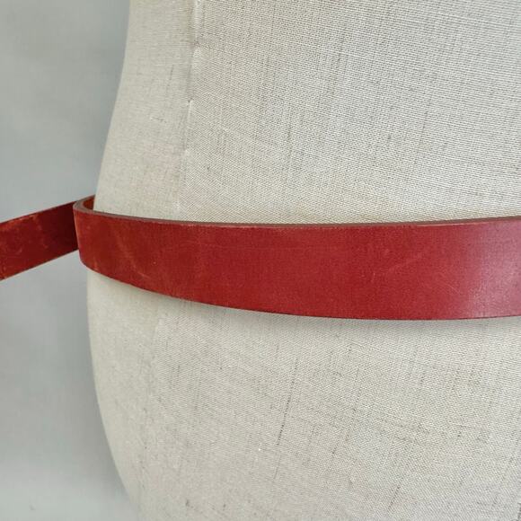 Ralph Lauren Red Leather Belt w/ Brass Buckle Size 34 RL MCMLXVII Made in Italy - Picture 11 of 16